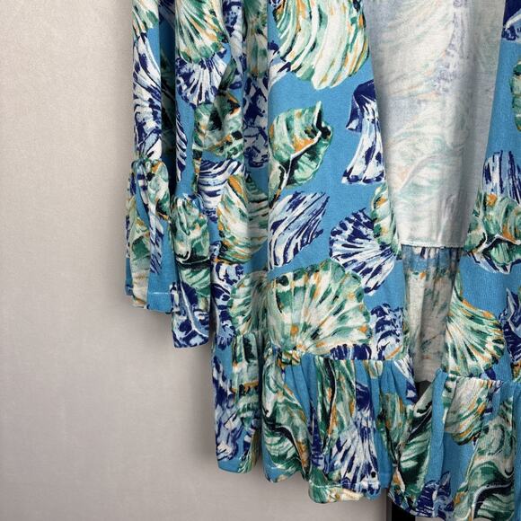 Chico's Seashell Open Front Cardigan Size XL Linen Blend Beach Colorful Coastal - Picture 3 of 11